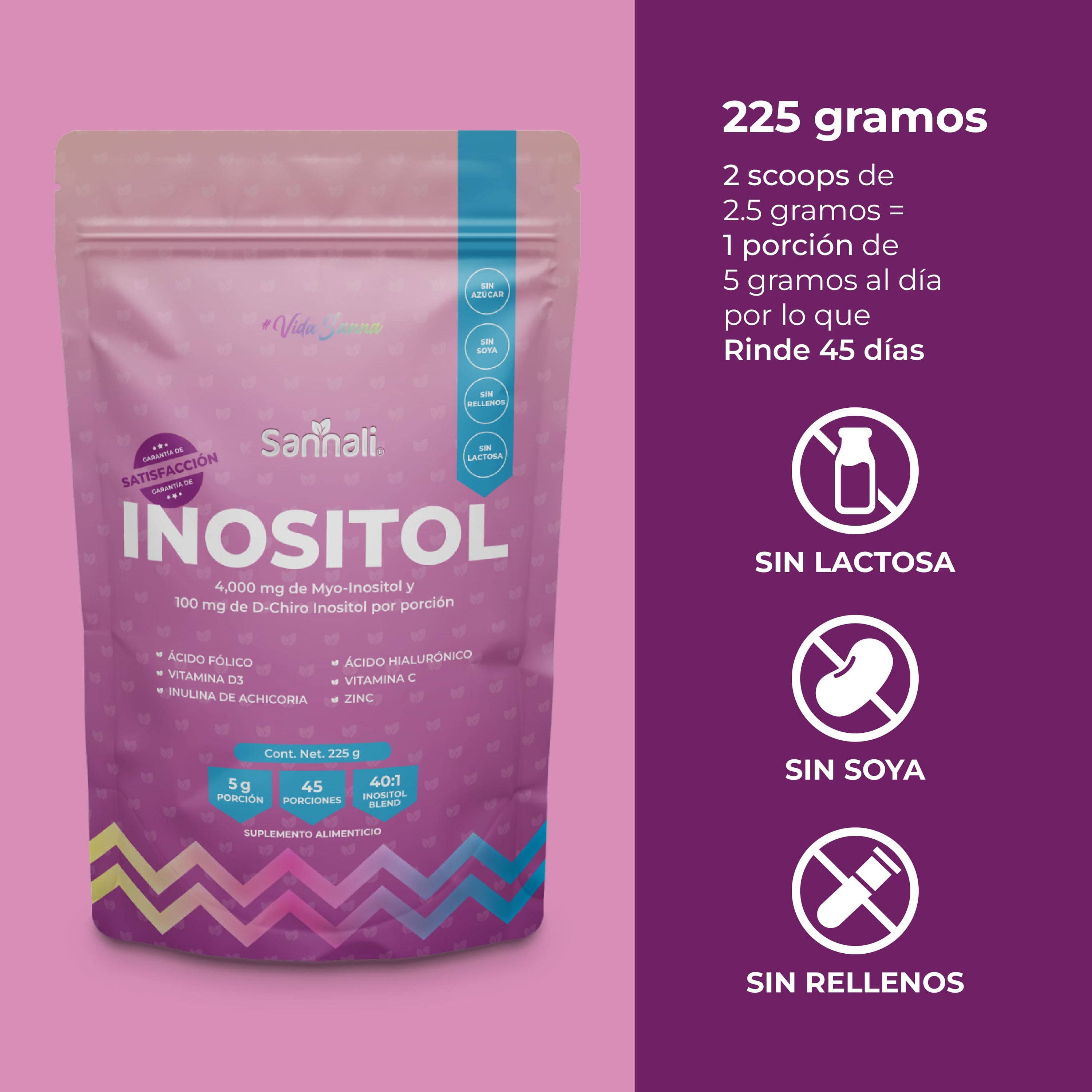 Sannali | Inositol 40:1 Myo Inositol y D-Chiro Inositol, Precursor de ...